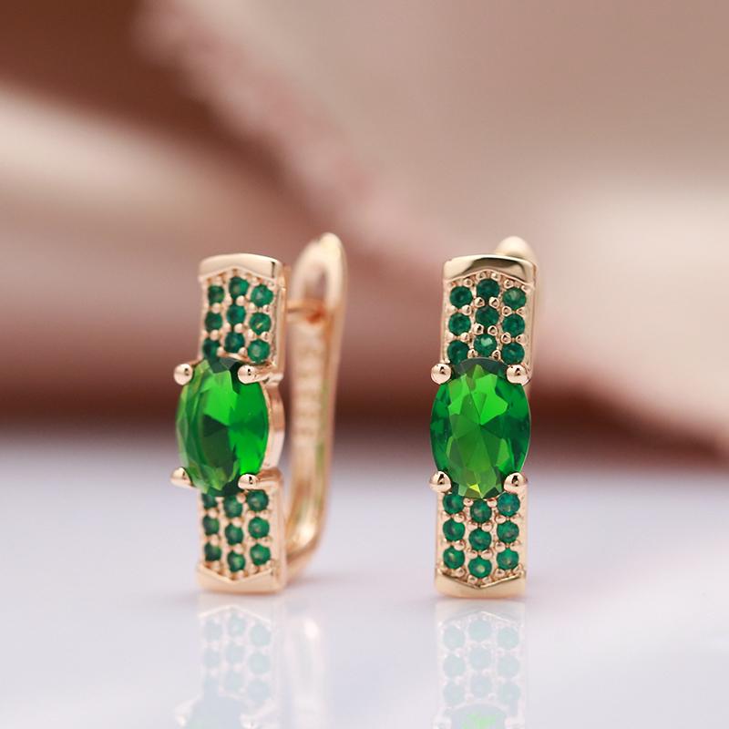 New Emerald Oval Cut Zircon Drop Earrings For Women Luxury Natural Zircon With  Rose Gold Earrings Wedding Jewelry