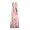 Women Beach Dress Flower Printing Bohemian Sleeveless Lace Up Tight Waist Dress-up Backless Loose Women Maxi Dress Female Clothes