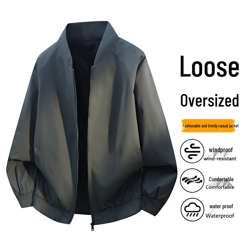 

Trendy Retro Japanese Style Solid Color Baseball Jacket for Men & Women - Spring Loose Fit, Versatile Couple s Outerwear 4XL армія зелений колір