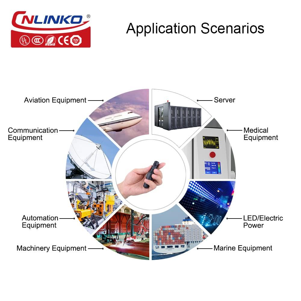 CNLINKO LP-12 IP68 Industrial Waterproof Connector Quick Plug Circular Connector PBT Plastic Shell Aviation Connector M12 2-8 Pin Male Plug and