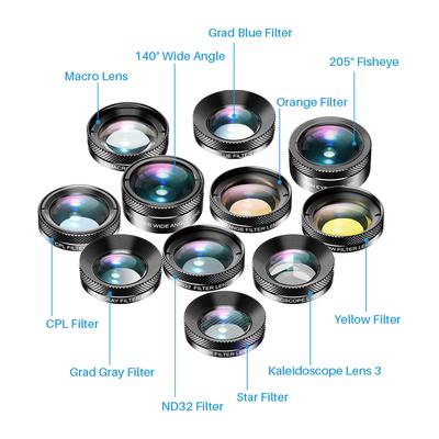 APEXEL APL-DG11 Univerzálna súprava objektívu fotoaparátu pre telefón s vysokým rozlíšením 11 v 1 Micro Lens 140 stupňov širokouhlý