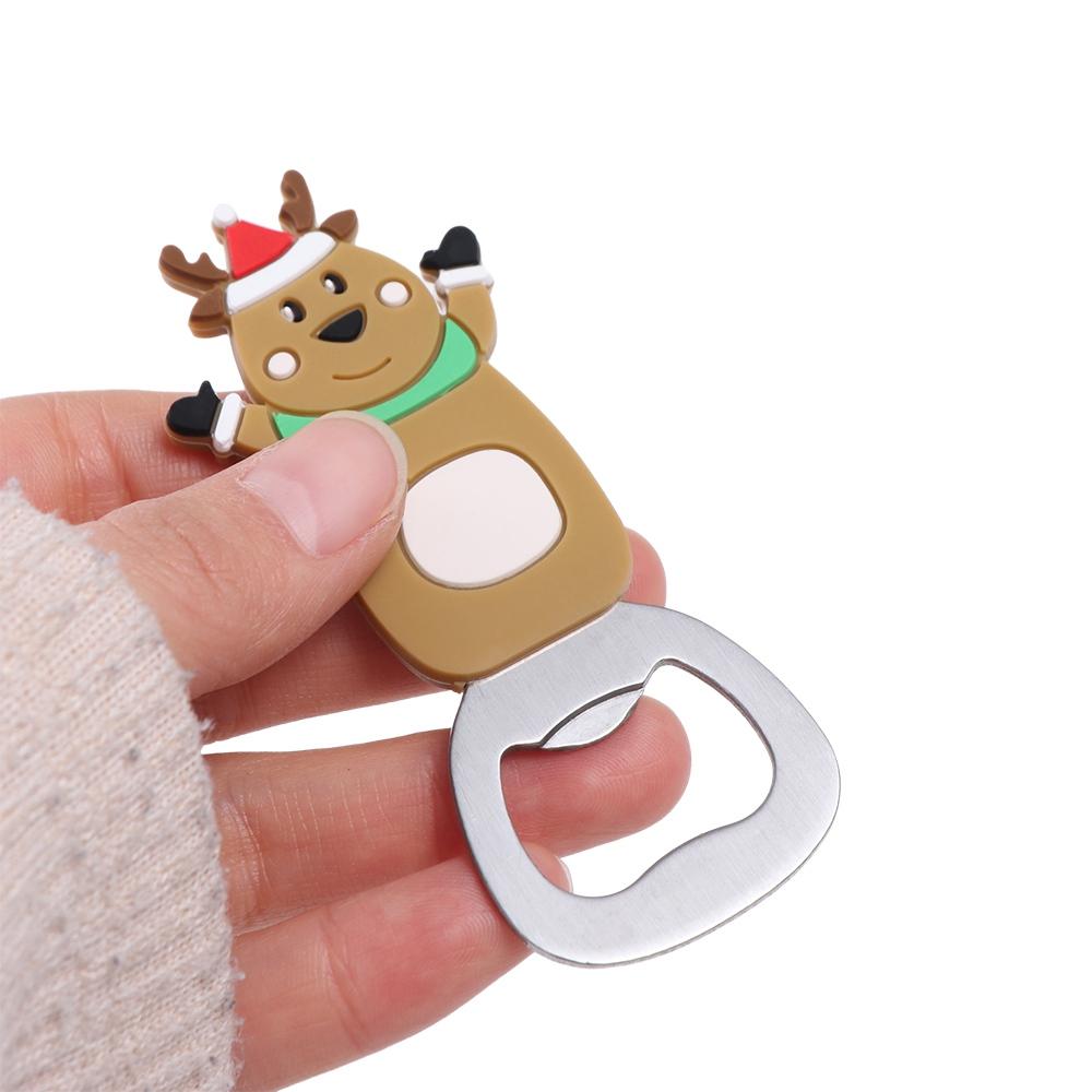 Silicone Pattern Bottle Opener Stainless Steel Beer Starter Keychain Christmas Beer Opener  Gift