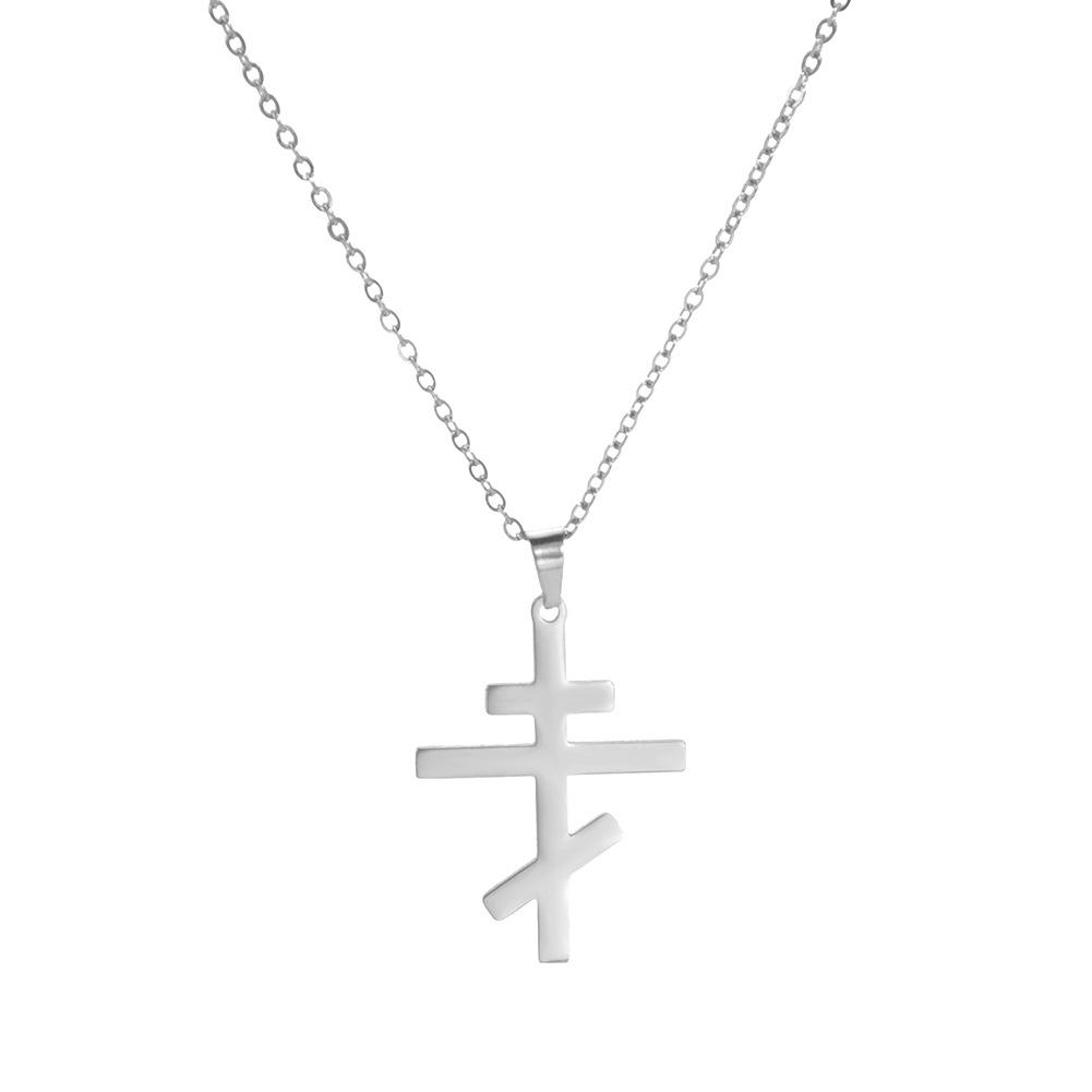 stainless steel necklace, European and American personality trend Orthodox cross chain, titanium steel necklace