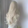 White Gold Long Curly Synthetic Wig High Quality Fashion Big Wave Bangs Women's Hair Wig