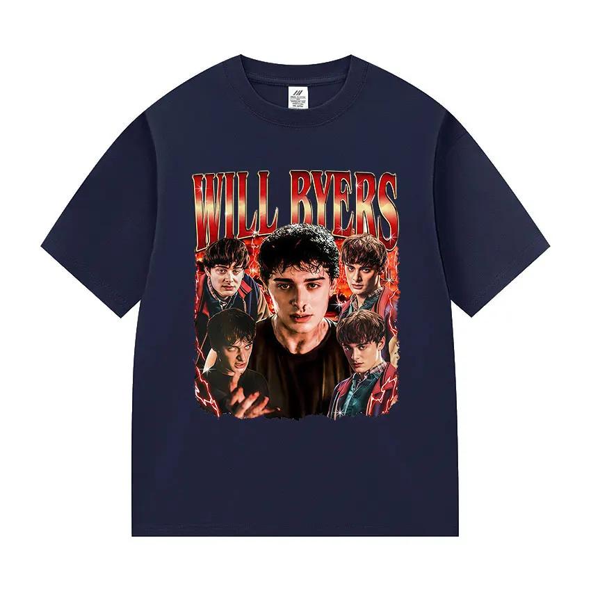 T-shirt Graphique Homme Série TV Will Byers Vintage Haute Qualité Mode T-shirts Homme Coton Manches Courtes Streetwear