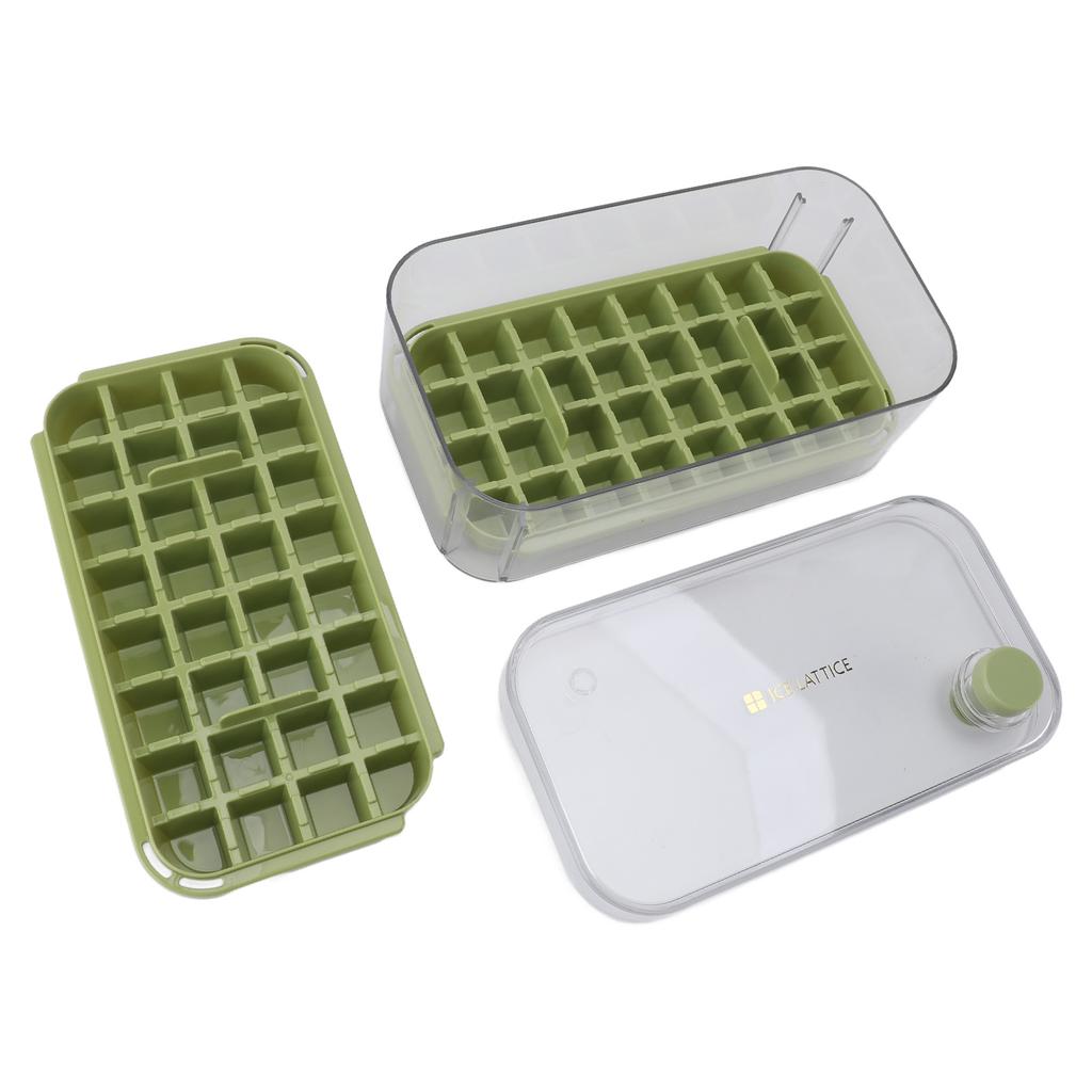 Ice Cubes Tray Easy Release 64 Grids Large Capacity 2 Layer Ice Maker Mould with Lid Bin Scoop for Cocktail Coffee