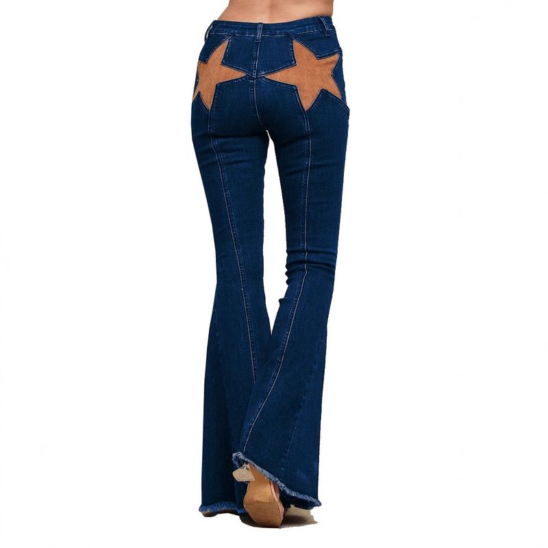 

Five-Pointed Star Jeans2025 European and American New Sexy Patchwork Five-Pointed Star Stretch Jeans Dark Blue S