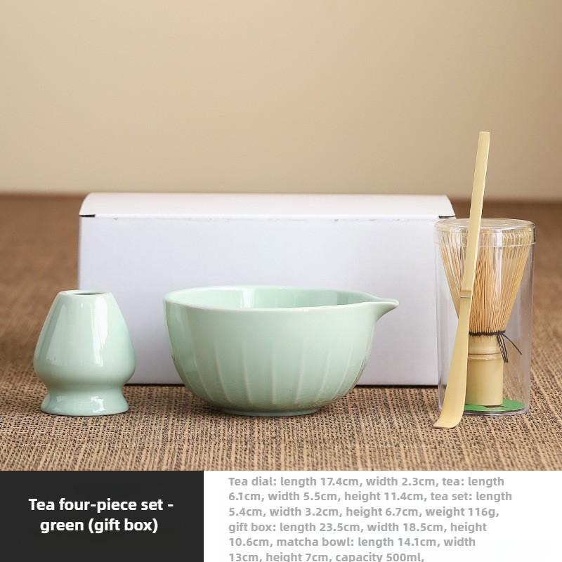 Matcha transparent glaze with mouth Matcha bowl brush set Baibenli Song Dynasty tea ceremony tea brush tea bowl teaspoon teaset