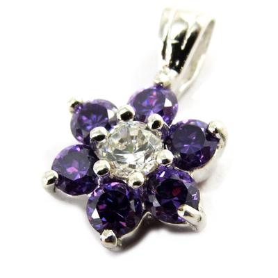 [M1731] - Pandantiv argint 'Floare de Cristal' violet
