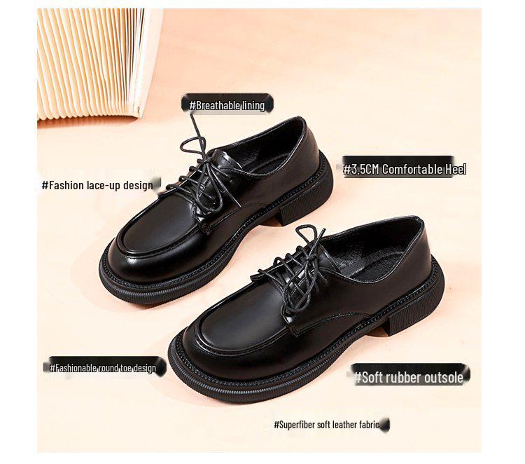 Woodpecker Women's British-Style Leather Loafers, Lace-Up Flats, New for 2025 Spring/Autumn
