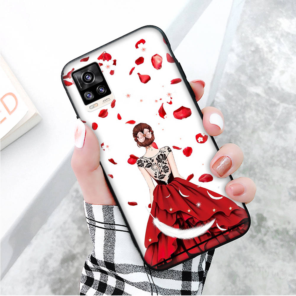 Black Case for Xiaomi Redmi 13C Note 9 iPhone XR 7 8 14 15 11 12 13 X XS Pro Max Samsung A25 S23 S24 FE Ultra Plus Bridal Dress Girl