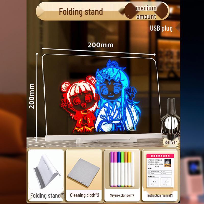 Kids' DIY Luminous Acrylic Message Board: Light-Up Drawing & Writing Display