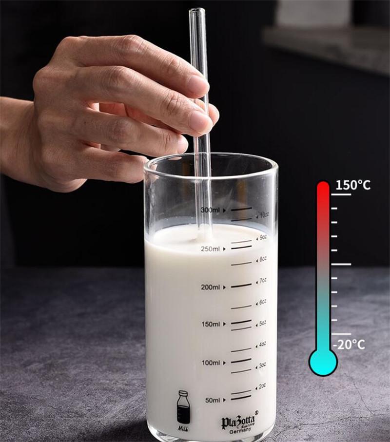 200*8mm Clear Glass Straws for Smoothies Cocktails Drinking Straws Healthy Reusable Eco Friendly Straws with Cleaning Brush