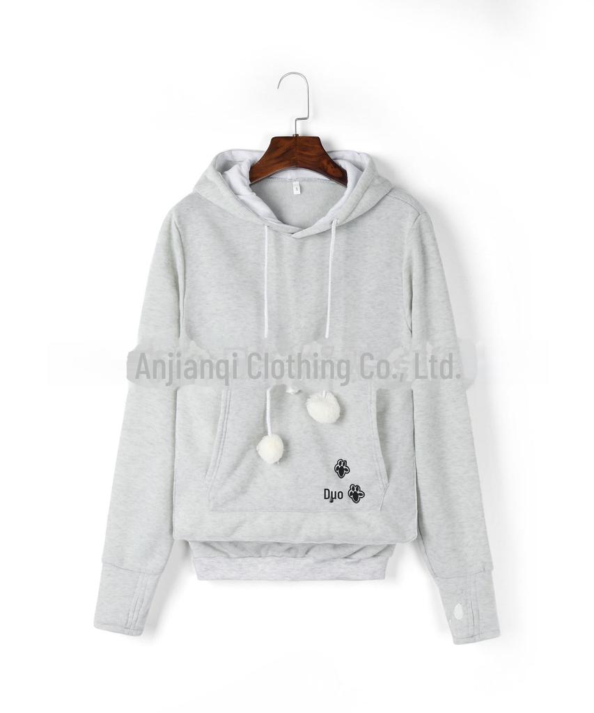 European and American Hot-Selling Embroidered Pet Hoodie with Large Pocket - Winter Plus Velvet Style