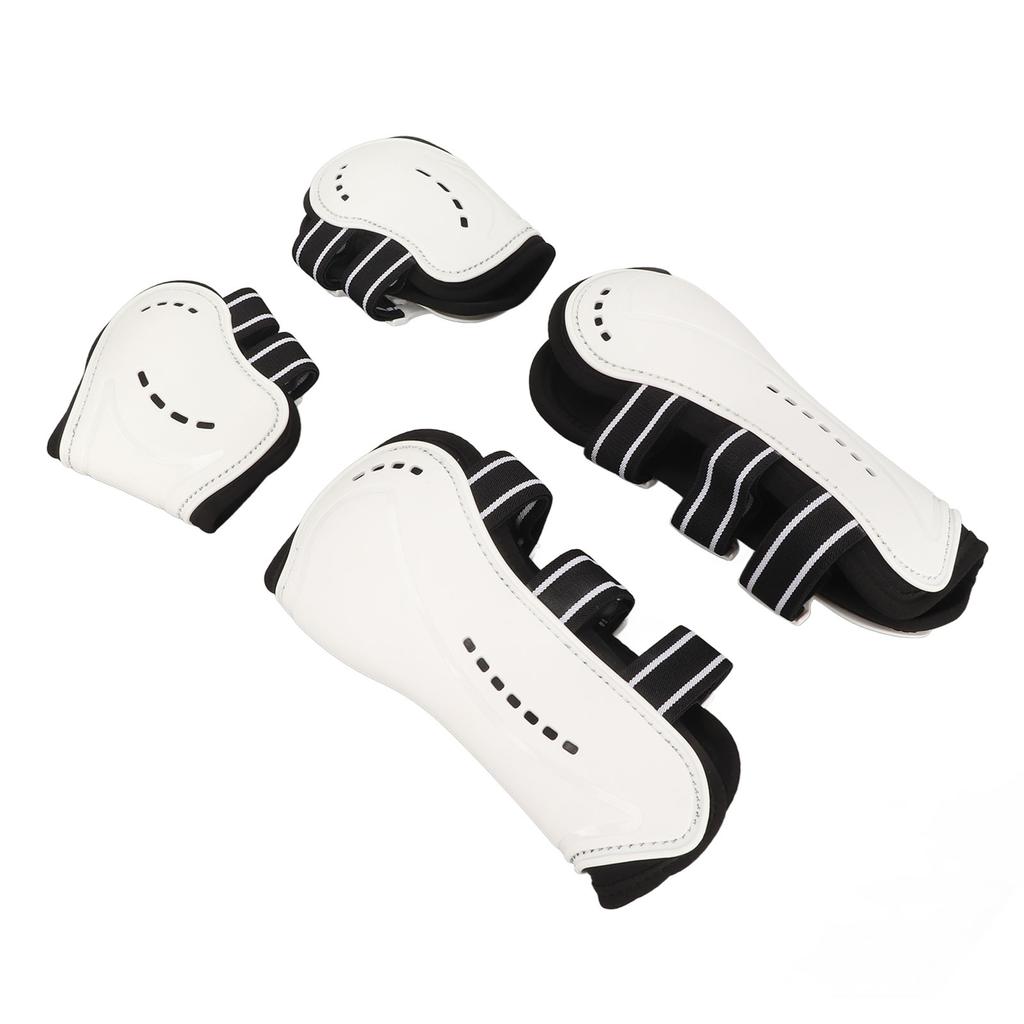 Horse Front Tendon Boots Adjustable Breathable Open Front Protective Horse Tendon Boots for Jumping White