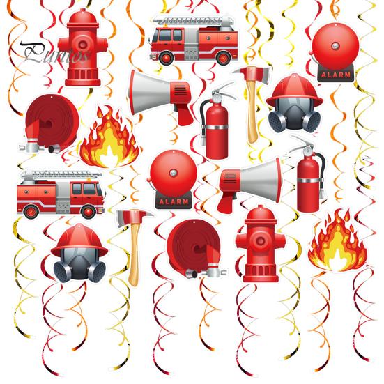 

1 комплект подвесных вихревых украшений в виде пожарной машины, сувениры для вечеринки в стиле пожарного, потолочный декор, подвесные вихри для вечеринки в стиле пожарного, дня рождения, детского душа 48pcs
