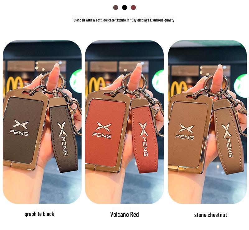 Vollschutz-Metall-Schnallen-Hülle für XPeng P7 & 2021 G3i Pengyi P5 Schlüsselanhänger, Kartenstil