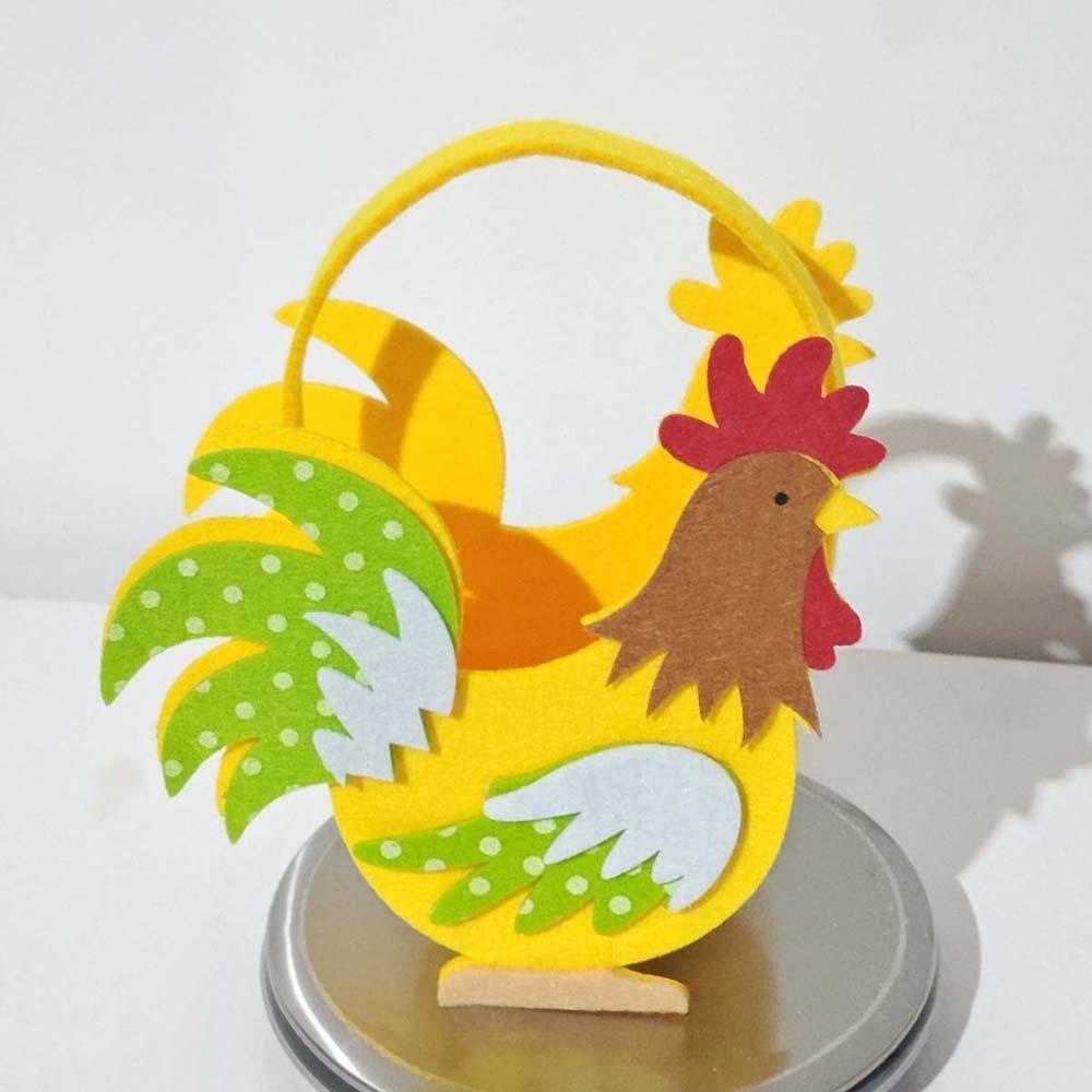 Cut Felt Chicken Basket Exquisite Easter Storage Case Rooster Candy Box  Children Gifts