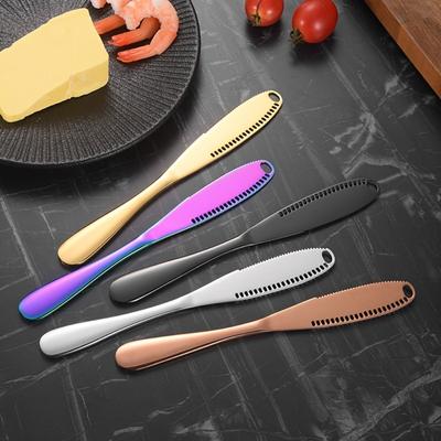 1pc Stainless Steel Hole Butter Knife Cheese Cheese Knife Breakfast Bread Jam Spatula Butter Knife