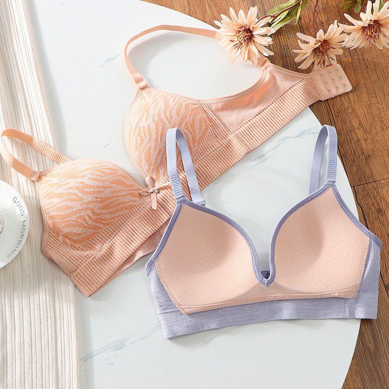 Zebra Print Teenage Bra Wire-Free Thin Breathable Seamless Push-Up Women's Underwear