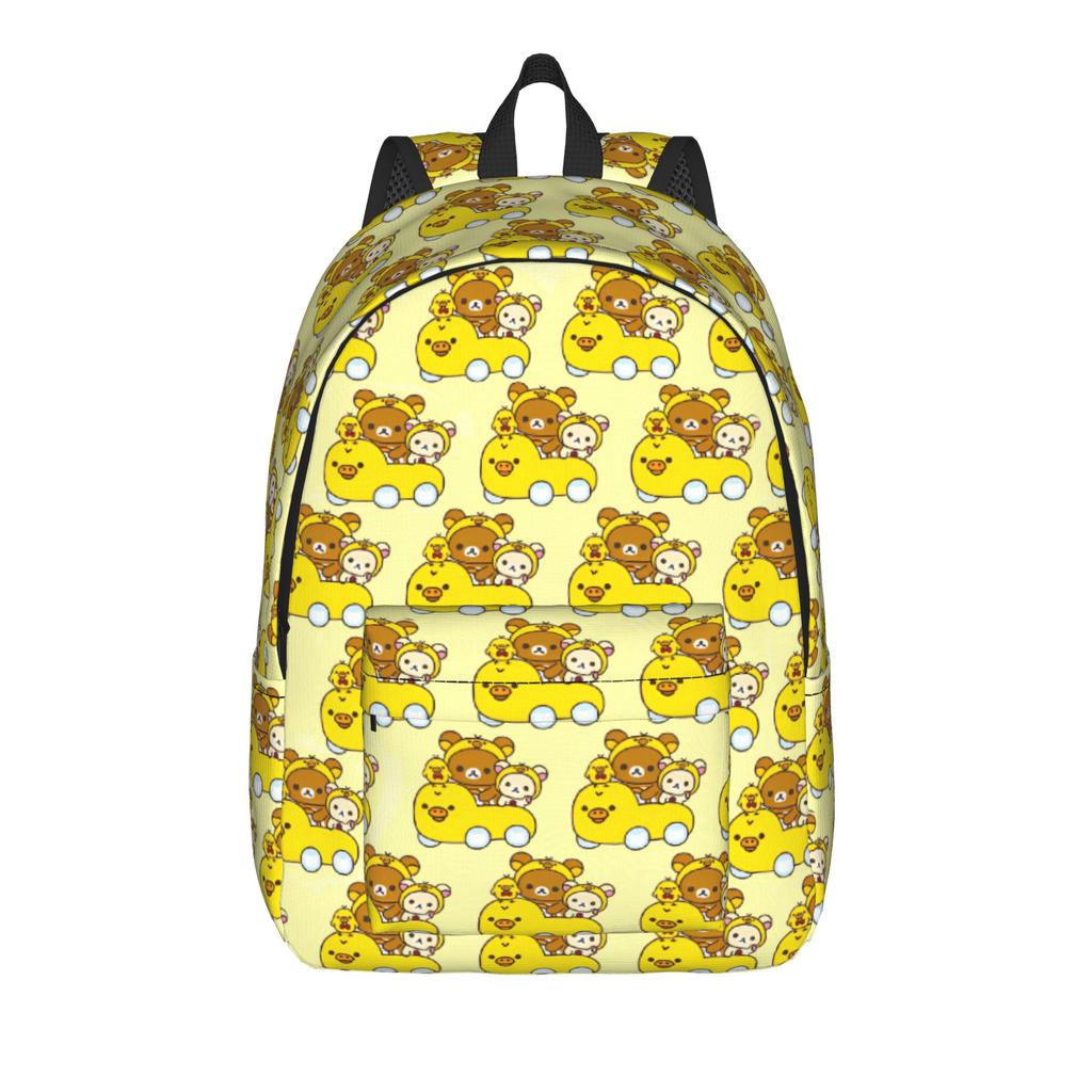 Rilakkumas Cartoon Backpack for Men Women Teenage Student Work Daypack Laptop Canvas Bags Outdoor