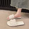 Large Size Women's Shoes 41-43 Fat Feet, Small Fragrant Style, Flat Bottom Cool Slippers, Women's Summer Wear with Skirts, Beach Flip-flops
