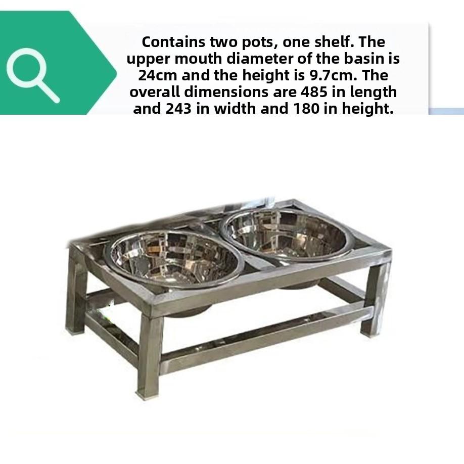 Stainless Steel Dog Food Bowl Fix Prevent Knocked Over Double-bowl Protection Neck Easy Clean Pet Feeding Products Accessories