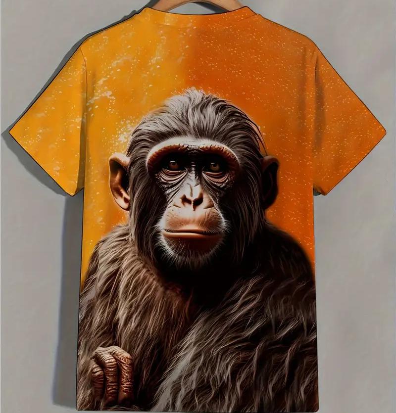 Camiseta Masculina Tamanho Plus XXS-6XL Camiseta Estampada com Gráfico de Macaco Engraçado 3D Para Mulheres Moda Tops de Manga Curta Camisetas Roupas Masculinas