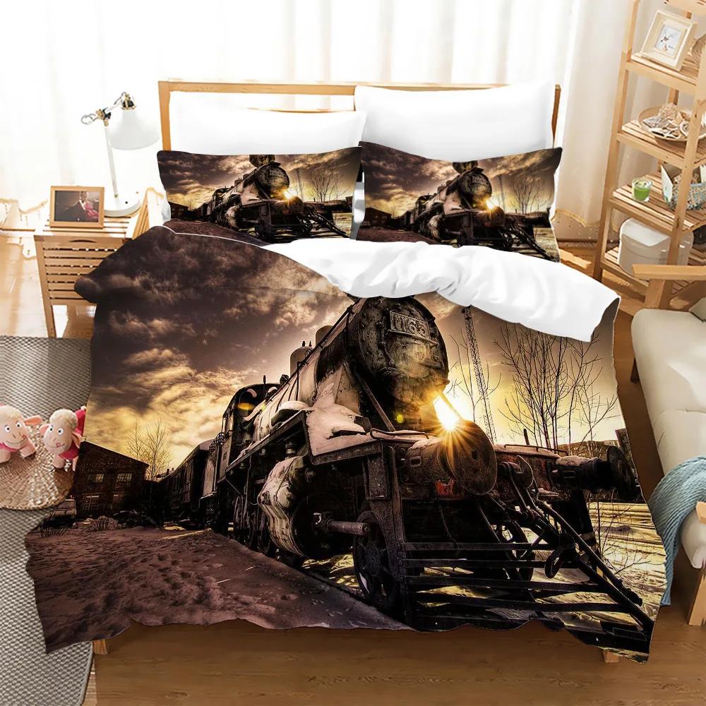 

Train Equipment Trucks Construction Vehicle Tractor Soft Duvet Cover for Children Boy for Bedrom Decoration Carton Watercolor Quen 135*200cm Eu-Single