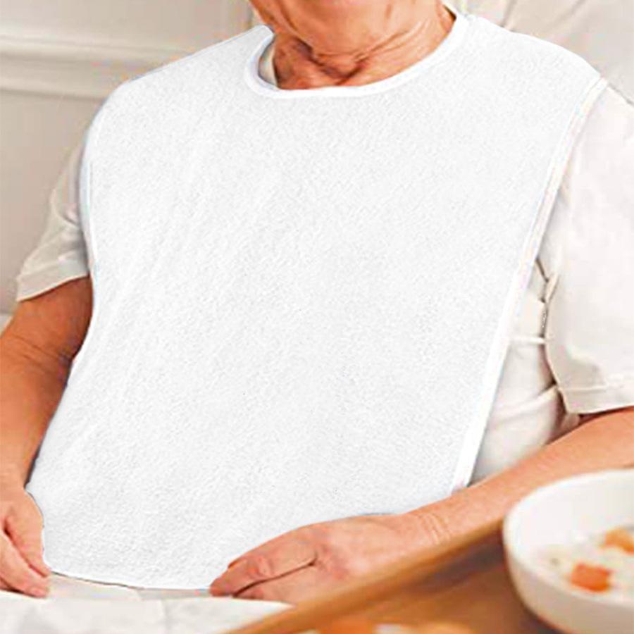 Frottee-Schürze, Lätzchen, Unisex-Lätzchen für Erwachsene, Essen für ältere Menschen, Antifouling, abwischbar, mundwaschbar, Sabberlätzchen