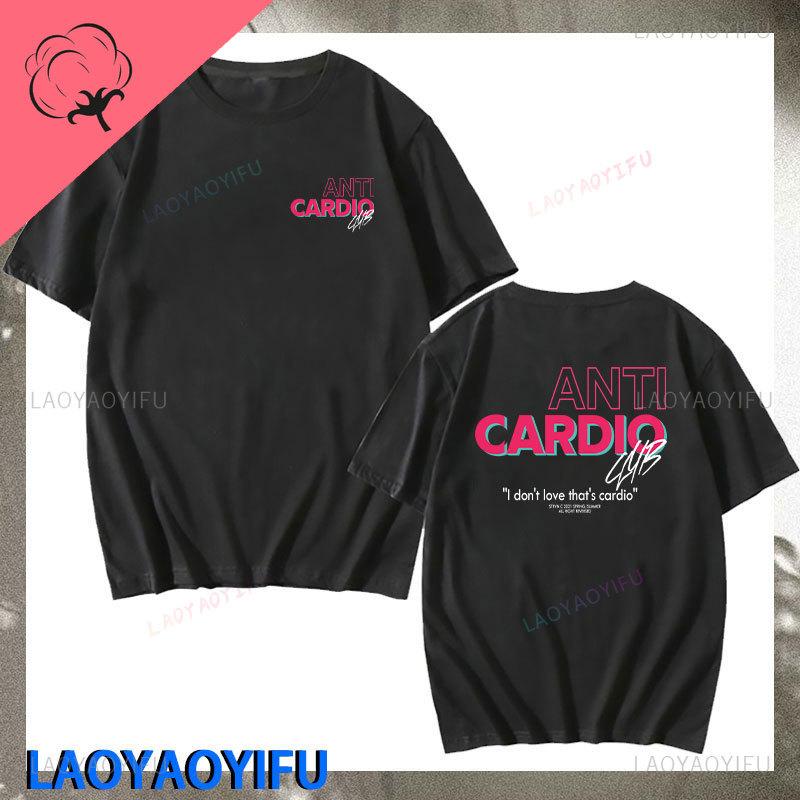 ANTI CARDIO Casual Short Sleeves Cotton Man T Shirt Gym Fitness Male Training Workout Printed Tees Top New Fashion Womam Clothes