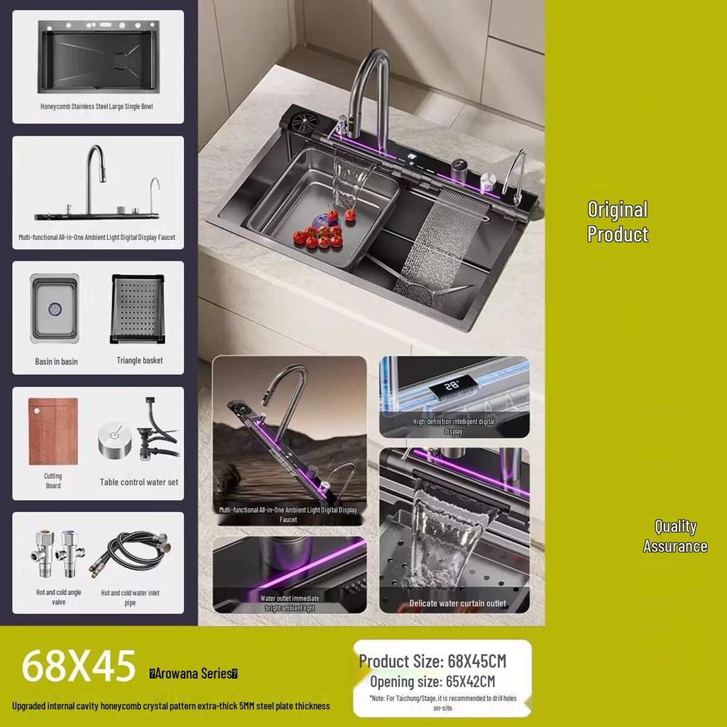 Thickened 304 Stainless Steel Veggie Washer with Digital Display & Honeycomb Design