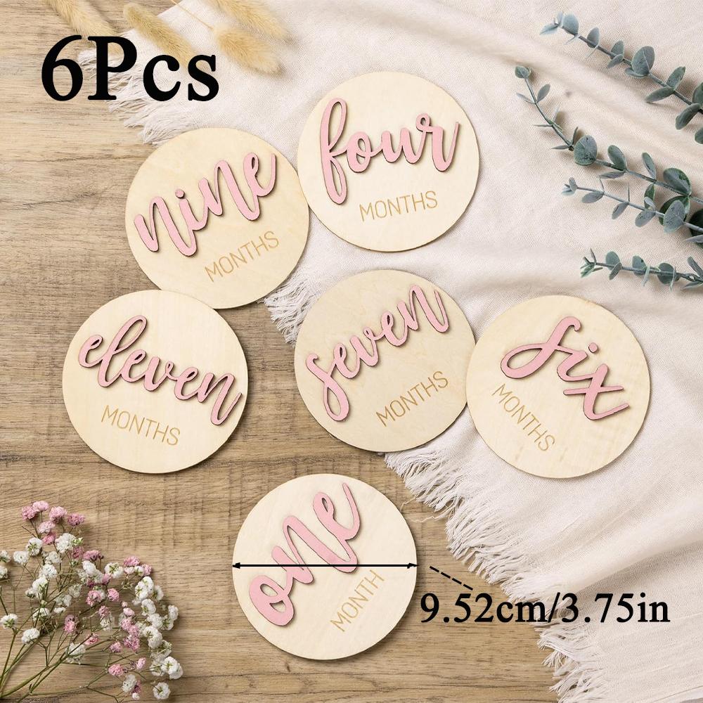 Newborn Baby Milestone Number Monthly Commemorative Card, Double-sided Wooden Monthly Milestone Card Photography Birth Gift