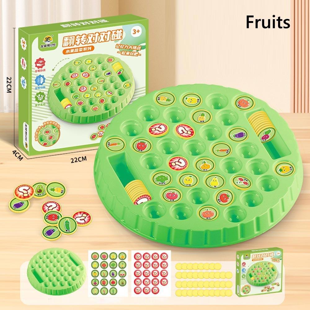 Round Memory Flip Chess Fruit Flip Memory Game With 38 Patterned Cards Flip Chess Memory Game With Chessboard