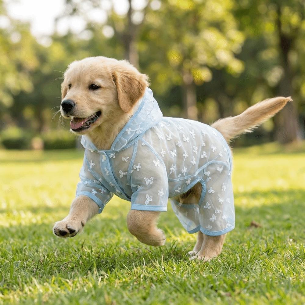 Thin Breathable Dog Sunscreen Clothes Butterfly Pattern Dog Cooling Jumpsuit  Summer Season