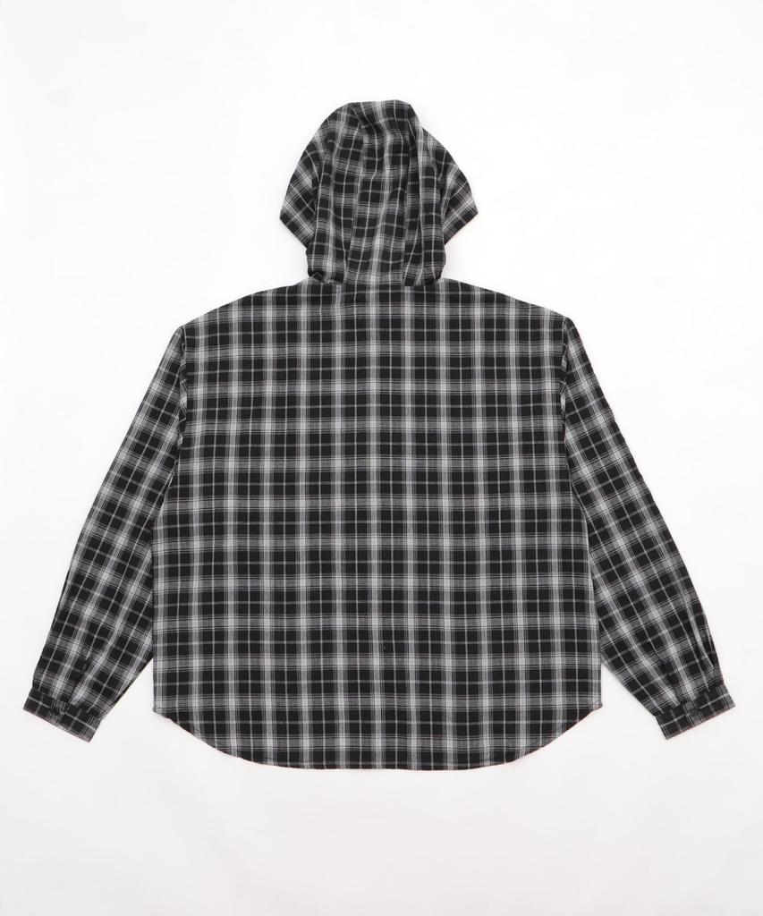 WEGO Figments Hooded Over Check Black Shirt, Women's,