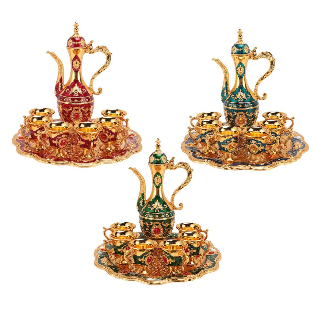 Vintage Coffee Pot Set European Wine Pot Kit With 6 Cups Teapot Tea Service Set for Wedding Birthday