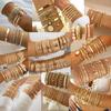 Jewelry Retro Stacked Bracelet Simple Geometric Opening Round Bead Gold Glossy Bracelet Set