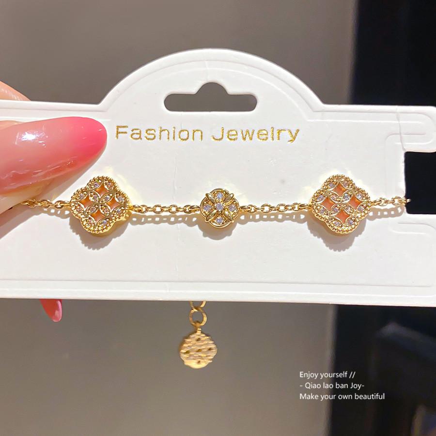 K Gold Plated Zircon Flower Bracelet For Women Gift Elegant Jewelry