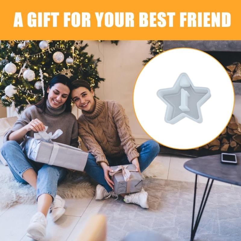 4Pcs Star Shaped Silicone Molds for Epoxy Resin, Candlestick, Candle Holder, Home Decoration, Plaster Silicone Mold