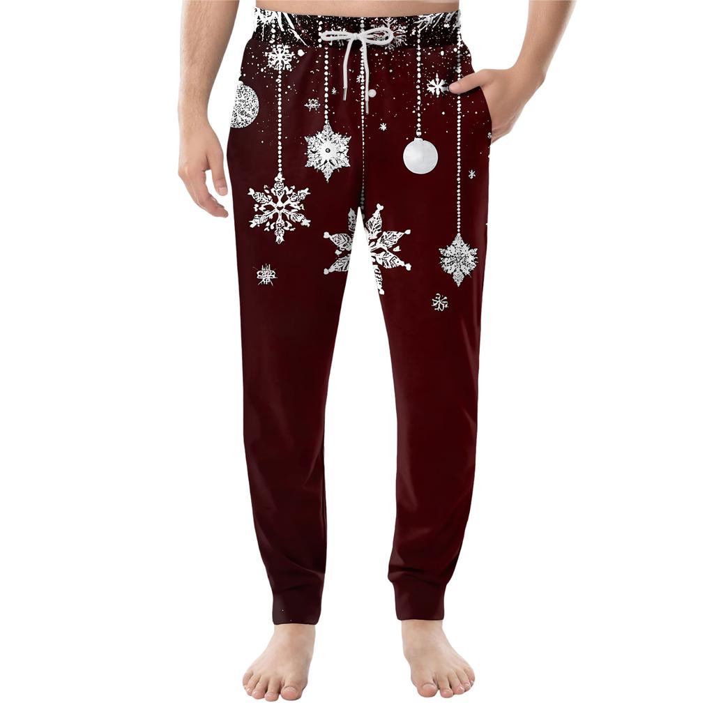 Men's Drawstring Pocket Cuffed Casual Pants Home Sleep Pants