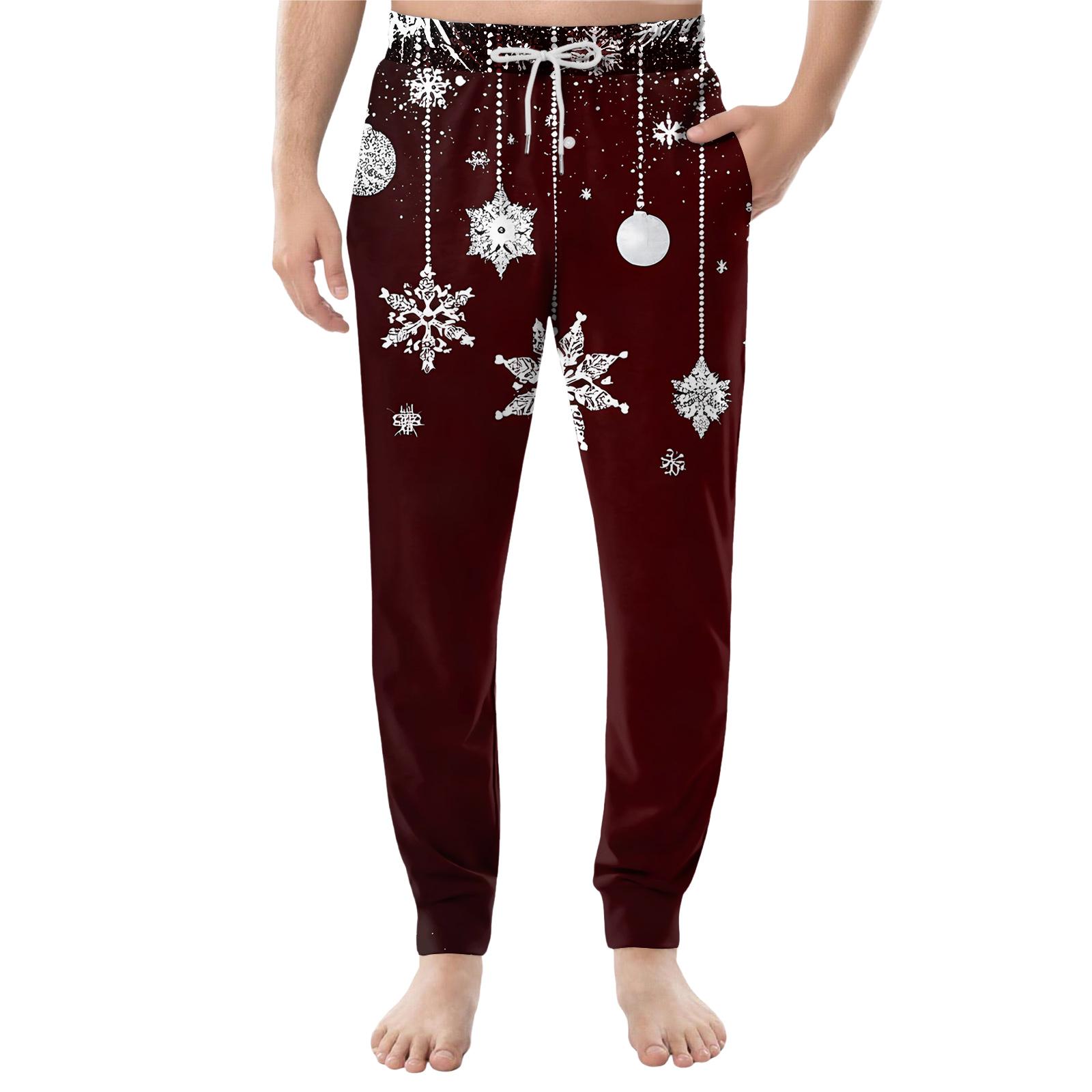 

Мужские повседневные брюки с карманами на кулиске и манжетами, домашние брюки для сна M винный