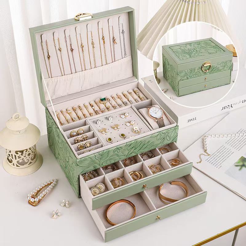 Jewelry Box Pattern Bracelet Storage Box Travel Large Capacity Jewelry Ring Necklace Packaging Box