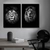 Black and White Wildlife Oil Painting, Tiger, Lion, Elephant Picture, Wall Art Poster and Printmaking Living Room