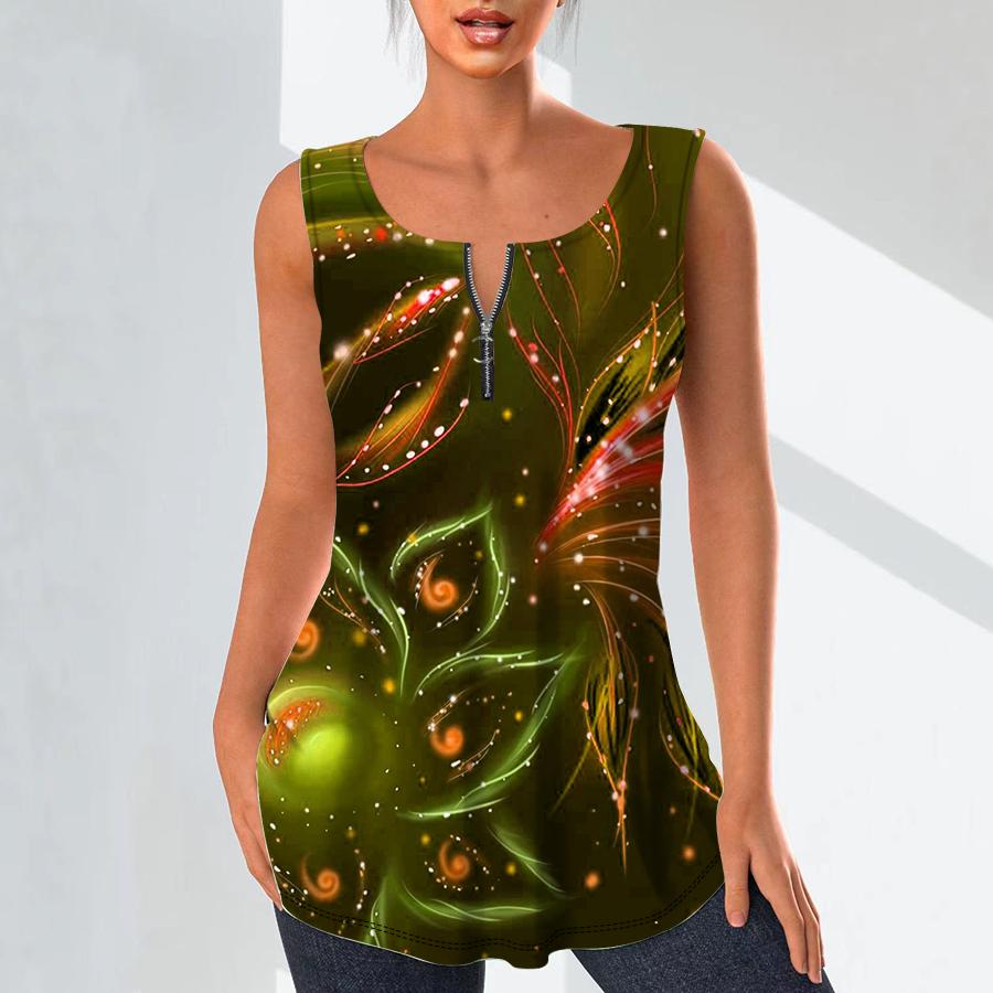 

Женские модные рубашки с v-образным вырезом, повседневные топы, футболка, женский жилет с 3D светящимся принтом перьев, блузка без рукавов больших размеров, топы на бретелях 8XL жёлтый