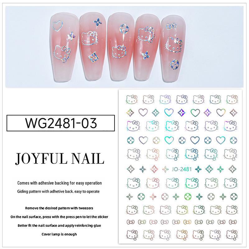 KT Cat Cartoon Nail Art Stickers: Cute Star & Heart Designs