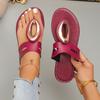 Large size summer new fashion casual metal buckle toe flip-flops shoes women's