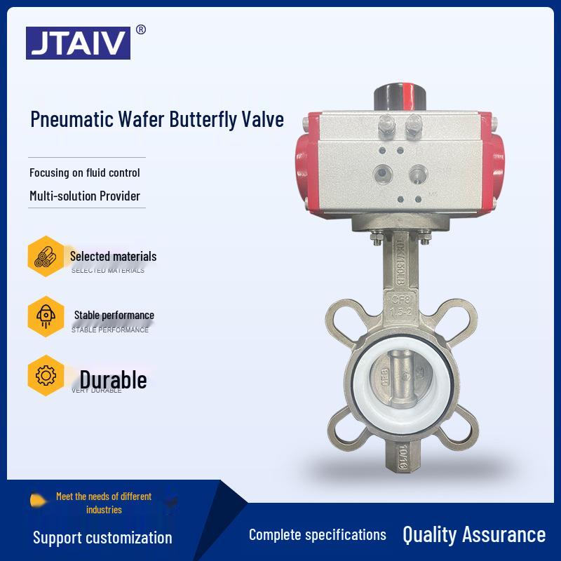 AT PTFE Sealed D671X-10P Pneumatic 304 Stainless Steel Wafer Butterfly Valve