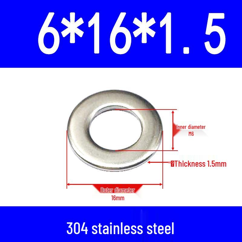 304 Stainless Steel Flat Gasket Washer, Metal Spacer for M2-M20.