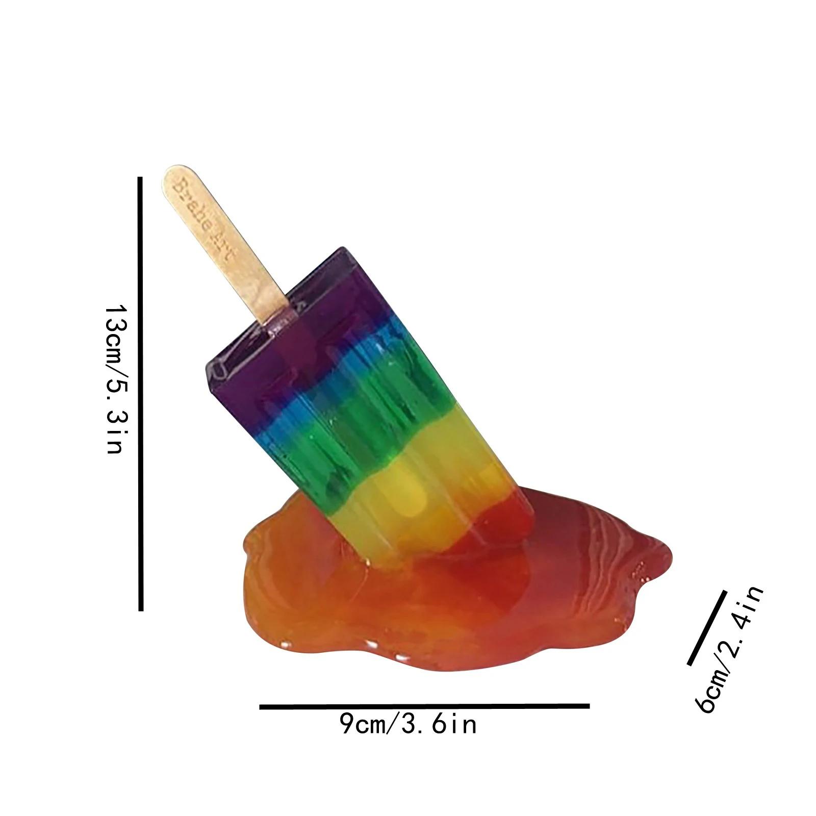 Ice Cream Resin Ornaments Artificial Lollipop Melting Popsicle Sculpture Summer Cool Popsicle Home Decoration Resin Popsicle